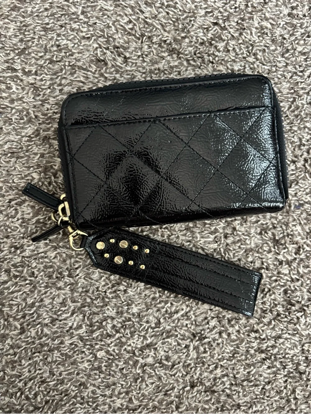 Black Quilted  Wristlet Wallet - Women's